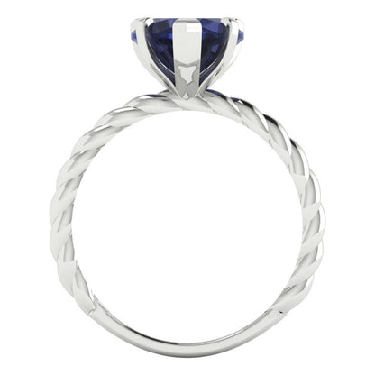 2 cttw Simulated Blue Sapphire Solitaire  Engagement Ring - Solid Gold (Heart Cut,8mm)