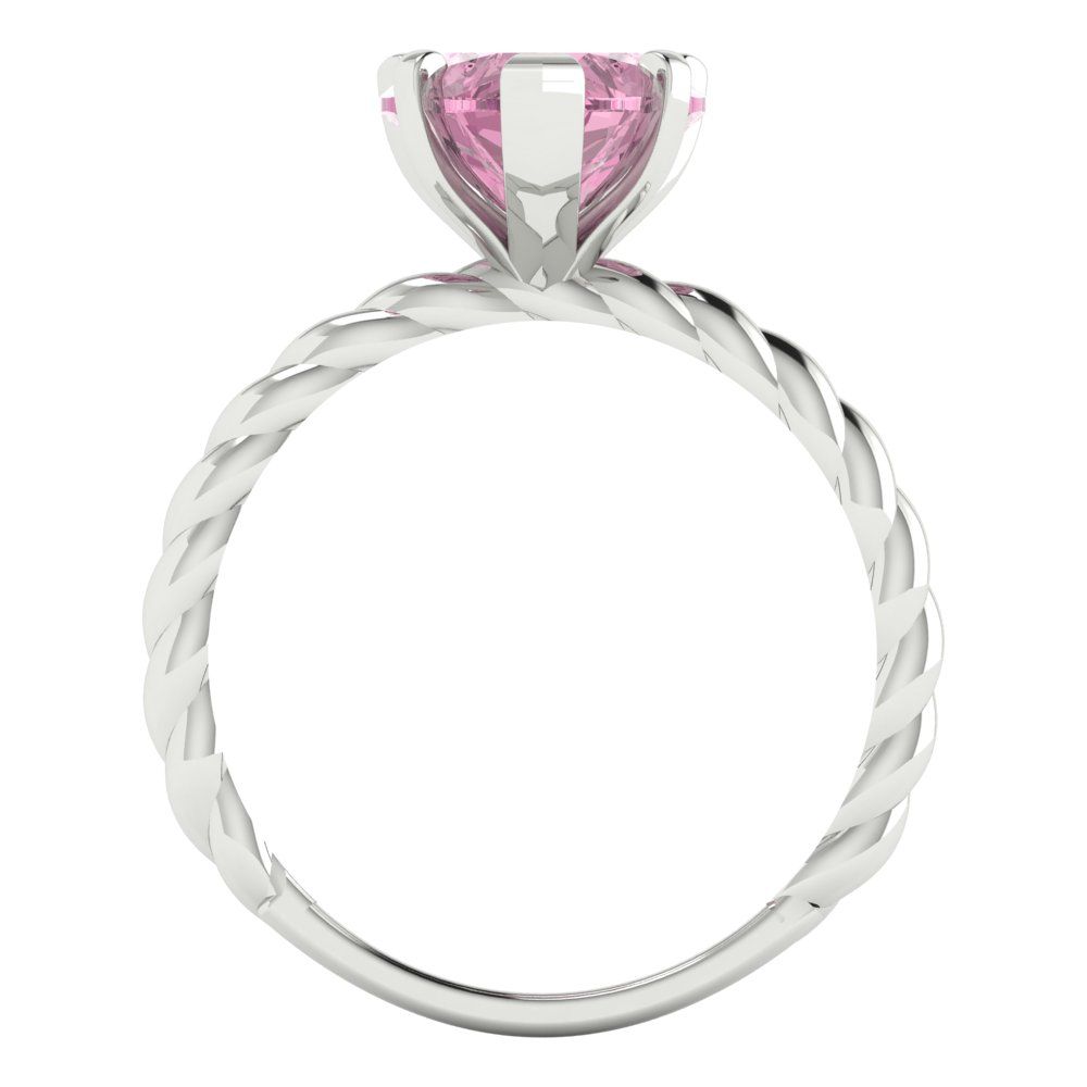 2 cttw Zirconia Simulated Pink Diamond Solitaire  Engagement Ring - Solid Gold (VVS1, Heart Cut,8mm)