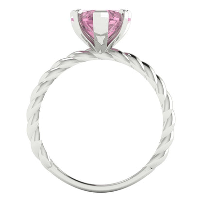 2 cttw Zirconia Simulated Pink Diamond Solitaire  Engagement Ring - Solid Gold (VVS1, Heart Cut,8mm)