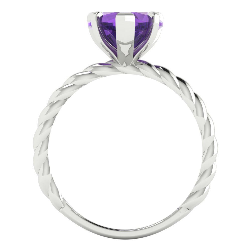 2 cttw Natural Amethyst Solitaire  Engagement Ring - Solid Gold (Heart Cut,8mm)