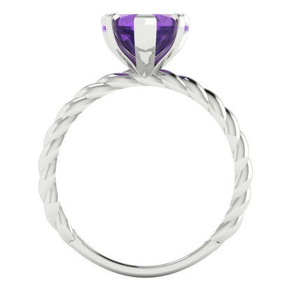 2 cttw Natural Amethyst Solitaire  Engagement Ring - Solid Gold (Heart Cut,8mm)