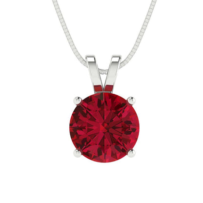 2.5 tcw Necklace Pendant - 14K White Gold Round Cut Solitaire  Pink Tourmaline - Adjustable Length - 15in Box Chain to 18in