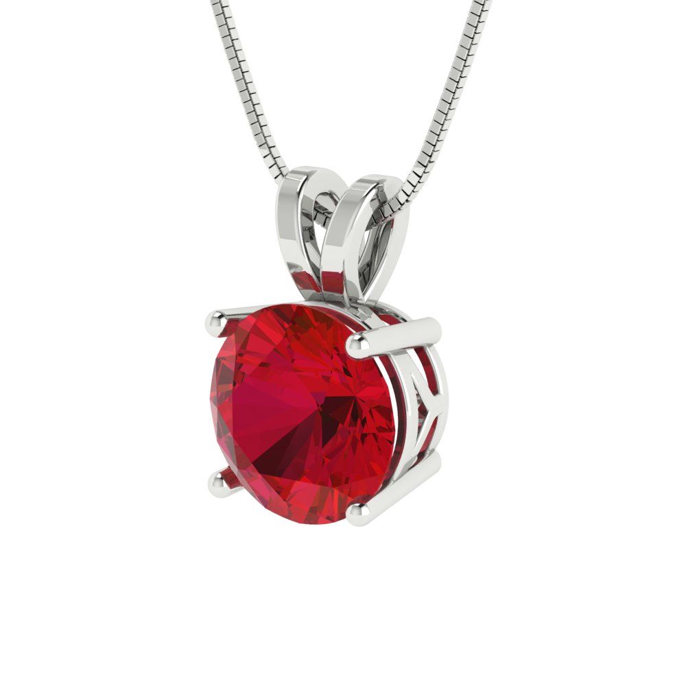 2.5 tcw Necklace Pendant - 14K White Gold Round Cut Solitaire  Pink Tourmaline - Adjustable Length - 15in Box Chain to 18in