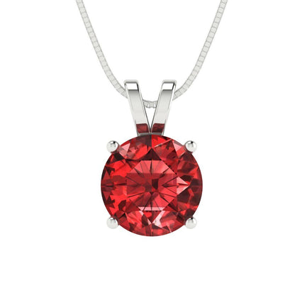 2.5cttw Round Cut Garnet Gold-Plated 925 Silver Pendant and 16" Box-Chain Necklace