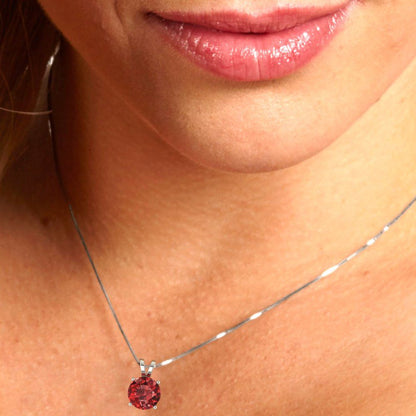 2.5cttw Round Cut Garnet Gold-Plated 925 Silver Pendant and 16" Box-Chain Necklace