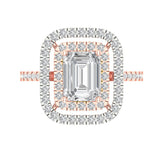 2.63 ct Brilliant Emerald Cut Natural Diamond Stone Clarity SI1-2 Color G-H Rose/White Gold Halo Solitaire with Accents Ring