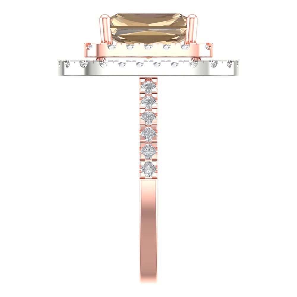 2.62 cttw Yellow Moissanite Hidden Halo Engagement Ring - Solid Rose/White Gold (VVS1, Emerald Cut,8X6.0mm)
