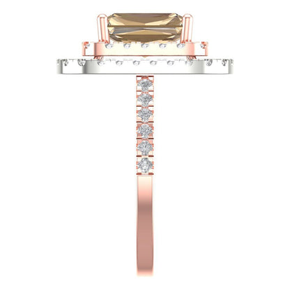 2.62 cttw Yellow Moissanite Hidden Halo Engagement Ring - Solid Rose/White Gold (VVS1, Emerald Cut,8X6.0mm)