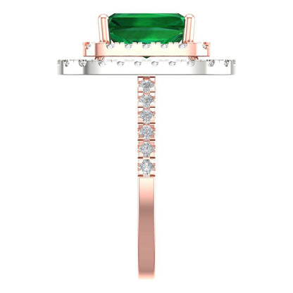 2.62 cttw Simulated Emerald Hidden Halo Engagement Ring - Solid Rose/White Gold (VVS1, Emerald Cut,8X6.0mm)