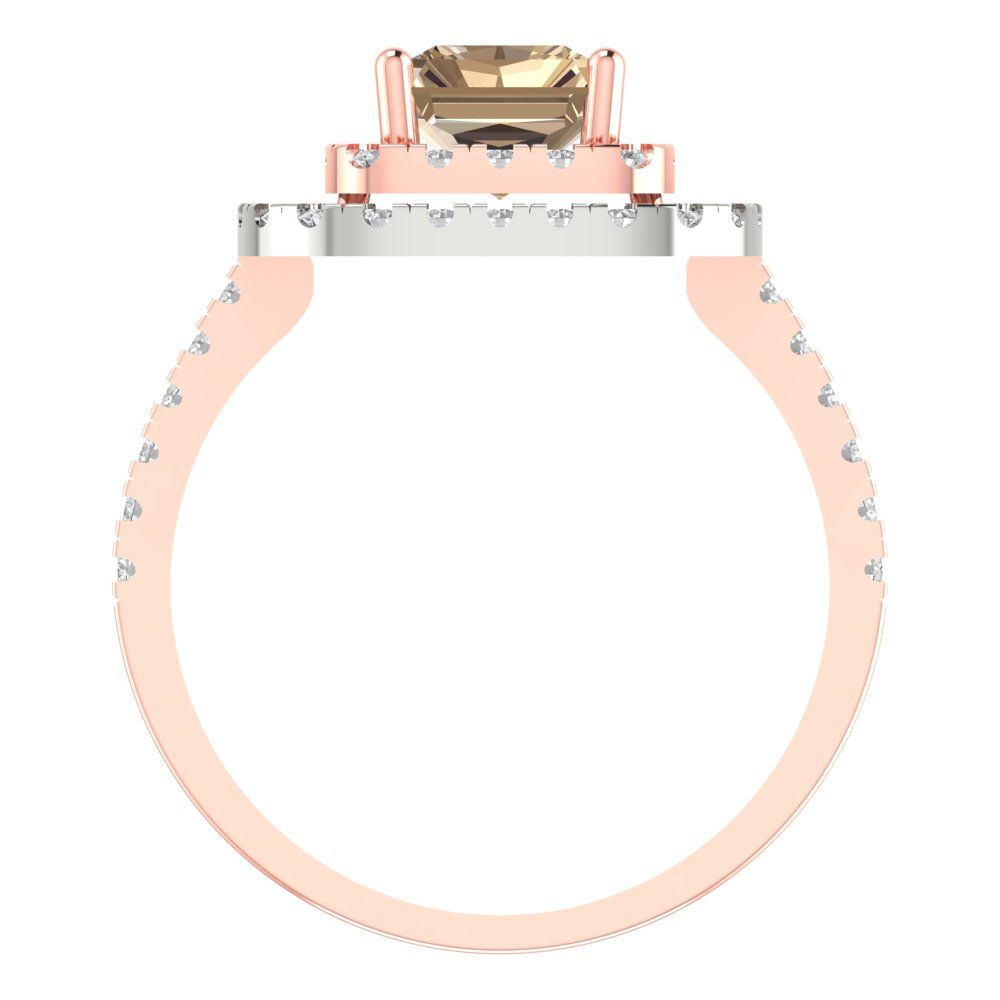 2.62 cttw Yellow Moissanite Hidden Halo Engagement Ring - Solid Rose/White Gold (VVS1, Emerald Cut,8X6.0mm)