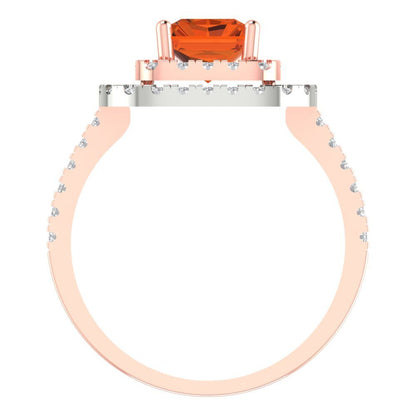 2.62 cttw Simulated Ruby Hidden Halo Engagement Ring - Solid Rose/White Gold (VVS1, Emerald Cut,8X6.0mm)