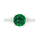 2 ct Brilliant Round Cut Simulated Emerald Stone White Gold Solitaire Ring