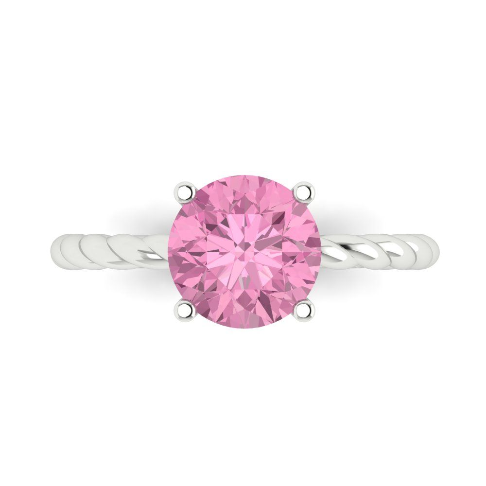 2 cttw Zirconia Simulated Pink Diamond Solitaire  Engagement Ring - Solid Gold (VVS1, Round Cut,8.0mm)