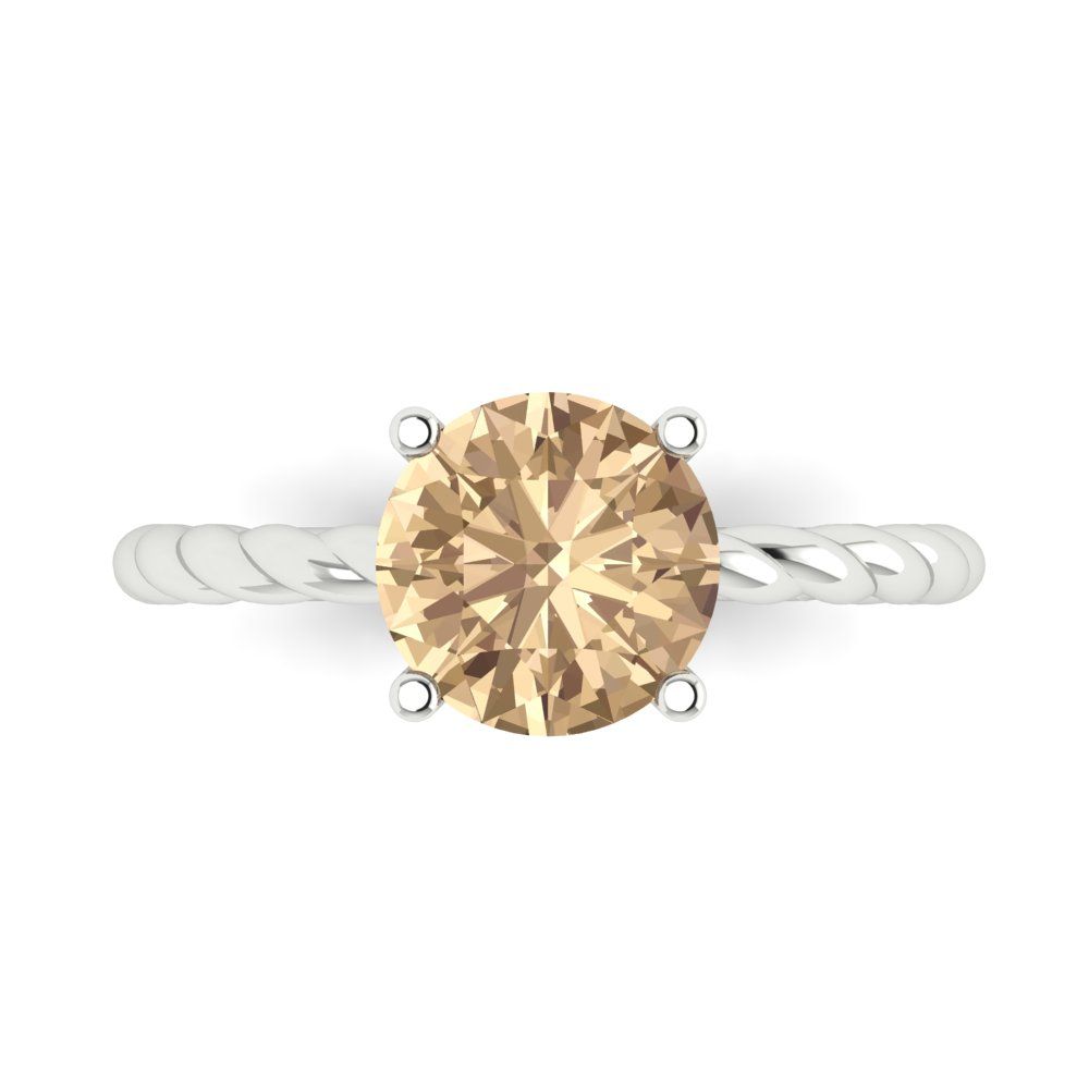 2 cttw Yellow Moissanite Solitaire  Engagement Ring - Solid Gold (Round Cut,8.0mm)