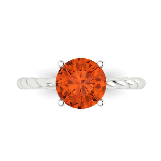 2 cttw Zirconia Simulated Red Diamond Solitaire  Engagement Ring - Solid White Gold (VVS1, Round Cut,8.0mm)