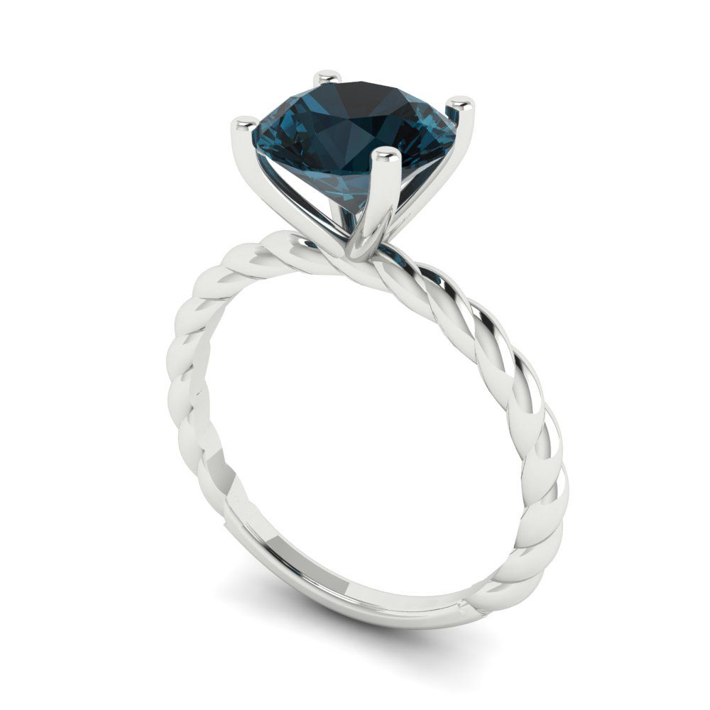 2 cttw Natural London Blue Topaz Solitaire  Engagement Ring - Solid Gold (Round Cut,8.0mm)