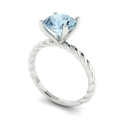 2 cttw Natural Swiss Blue Topaz Solitaire  Engagement Ring - Solid Gold (Round Cut,8.0mm)