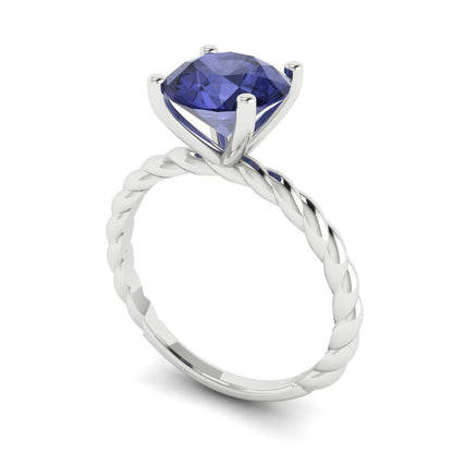 2 cttw Simulated Tanzanite Solitaire  Engagement Ring - Solid Gold (Round Cut,8.0mm)