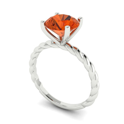 2 cttw Zirconia Simulated Red Diamond Solitaire  Engagement Ring - Solid Gold (VVS1, Round Cut,8.0mm)