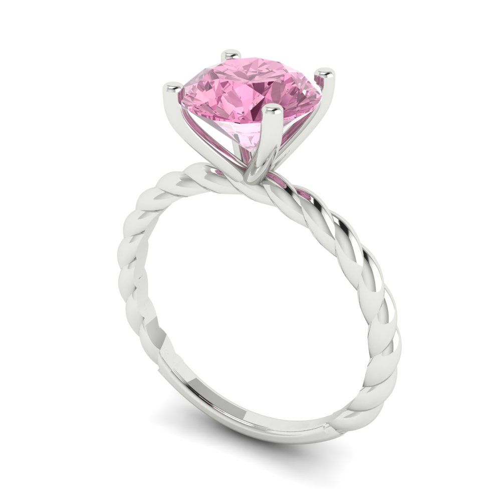 2 cttw Zirconia Simulated Pink Diamond Solitaire  Engagement Ring - Solid Gold (VVS1, Round Cut,8.0mm)
