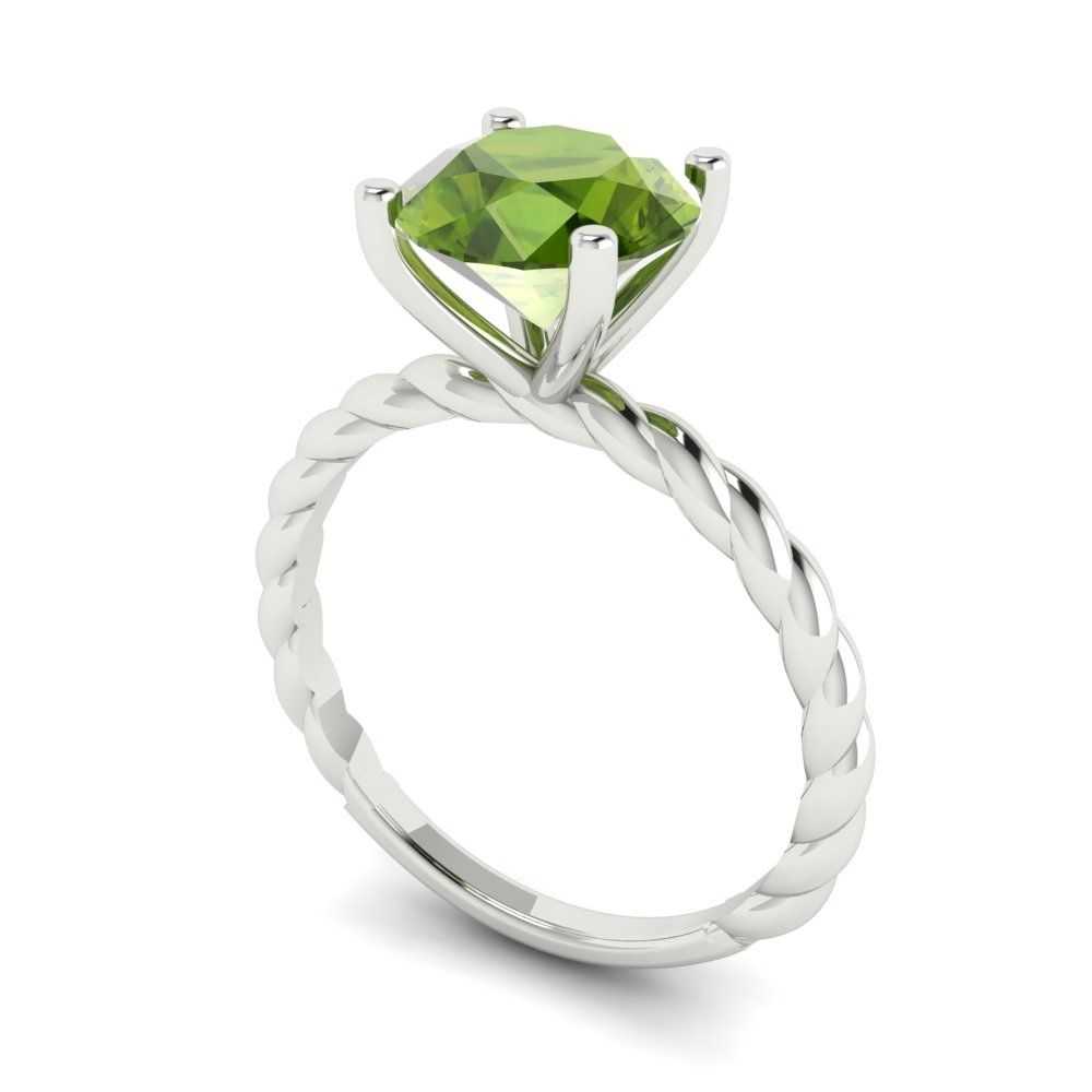 2 cttw Natural Peridot Solitaire  Engagement Ring - Solid Gold (Round Cut,8.0mm)