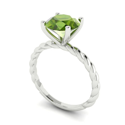 2 cttw Natural Peridot Solitaire  Engagement Ring - Solid Gold (Round Cut,8.0mm)