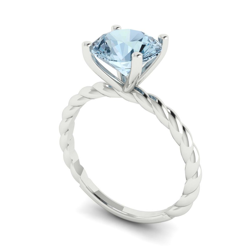 2 cttw Natural Sky Blue Topaz Solitaire  Engagement Ring - Solid Gold (Round Cut,8.0mm)