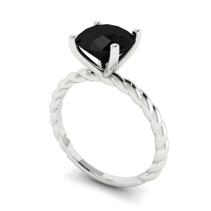 2 cttw Natural Onyx Solitaire  Engagement Ring - Solid Gold (Round Cut,8.0mm)
