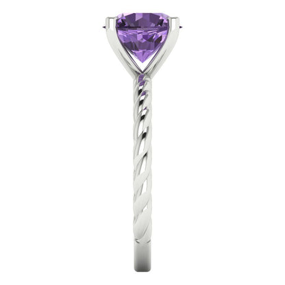 2 cttw Simulated Alexandrite Solitaire  Engagement Ring - Solid Gold (Round Cut,8.0mm)