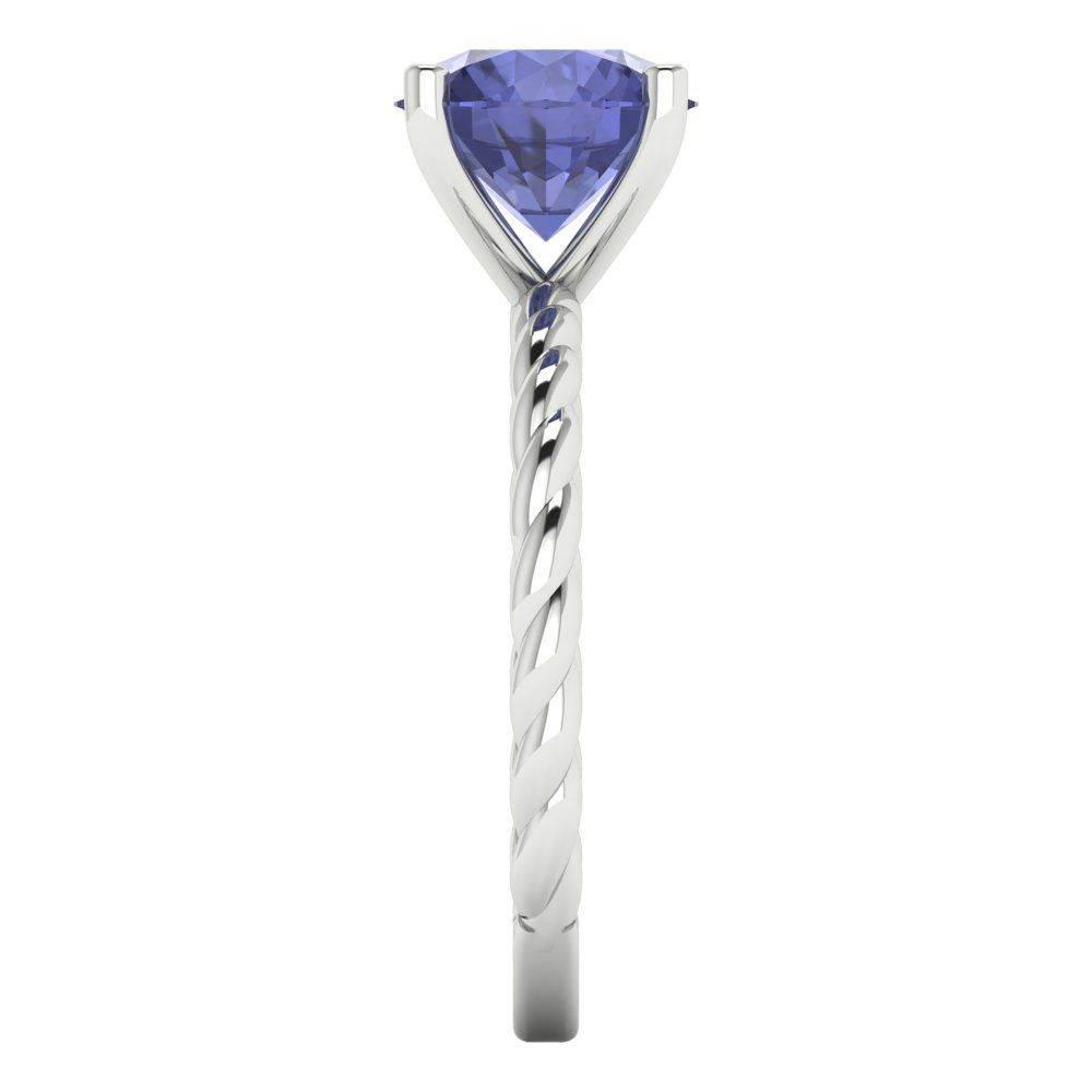 2 cttw Simulated Tanzanite Solitaire  Engagement Ring - Solid Gold (Round Cut,8.0mm)