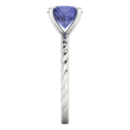 2 cttw Simulated Tanzanite Solitaire  Engagement Ring - Solid Gold (Round Cut,8.0mm)