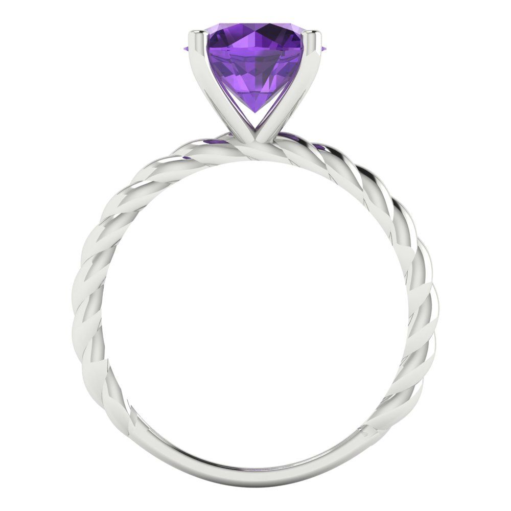 2 cttw Natural Amethyst Solitaire  Engagement Ring - Solid Gold (Round Cut,8.0mm)