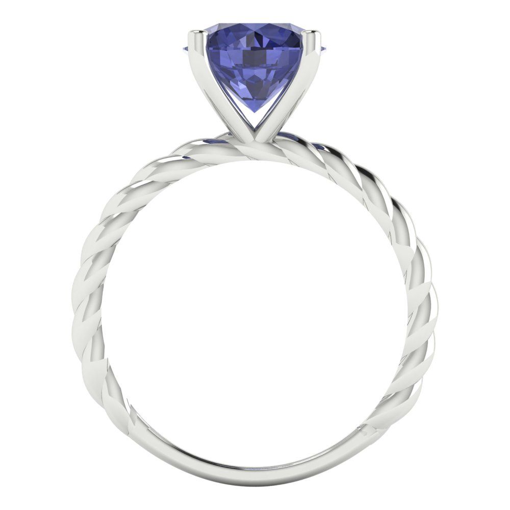 2 cttw Simulated Tanzanite Solitaire  Engagement Ring - Solid Gold (Round Cut,8.0mm)