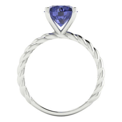 2 cttw Simulated Tanzanite Solitaire  Engagement Ring - Solid Gold (Round Cut,8.0mm)