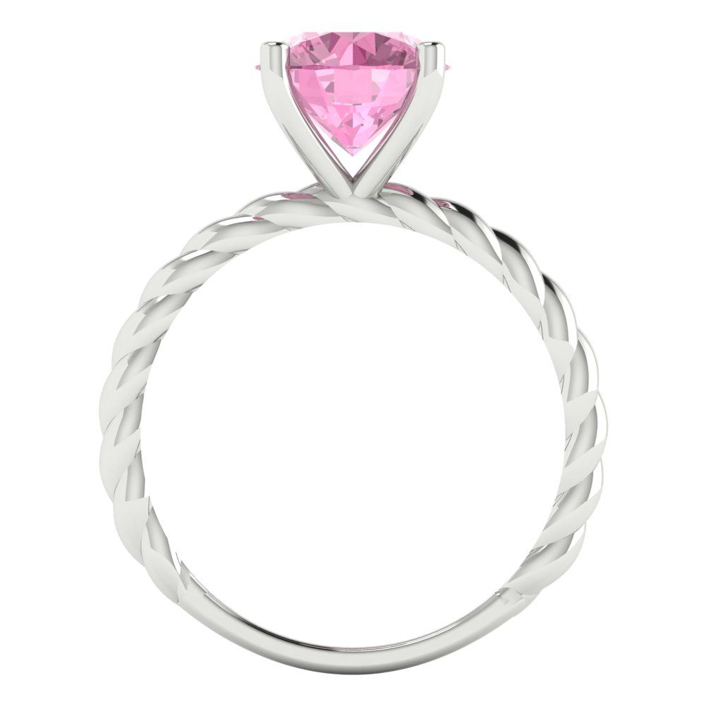 2 cttw Zirconia Simulated Pink Diamond Solitaire  Engagement Ring - Solid Gold (VVS1, Round Cut,8.0mm)