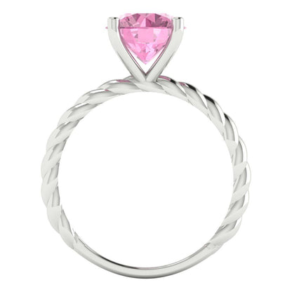 2 cttw Zirconia Simulated Pink Diamond Solitaire  Engagement Ring - Solid Gold (VVS1, Round Cut,8.0mm)