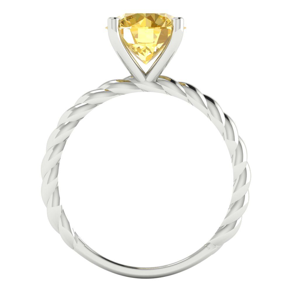 2 cttw Natural Citrine Solitaire  Engagement Ring - Solid Gold (Round Cut,8.0mm)