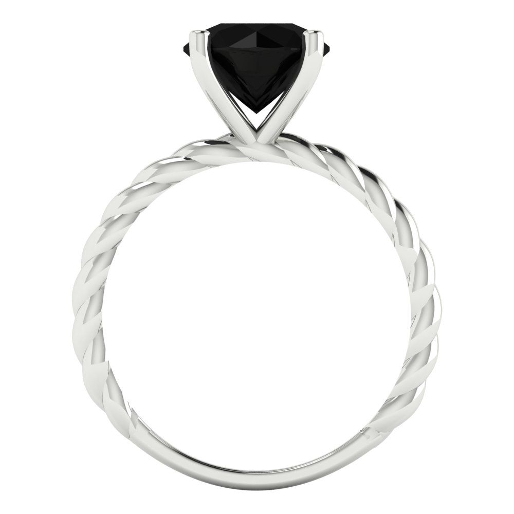 2 cttw Natural Onyx Solitaire  Engagement Ring - Solid Gold (Round Cut,8.0mm)