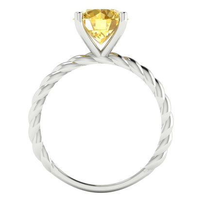 2 cttw Zirconia Simulated Yellow Diamond Solitaire  Engagement Ring - Solid Gold (VVS1, Round Cut,8.0mm)