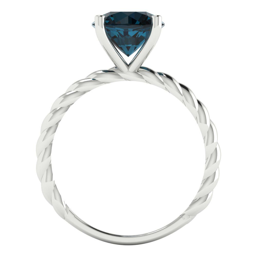 2 cttw Natural London Blue Topaz Solitaire  Engagement Ring - Solid Gold (Round Cut,8.0mm)