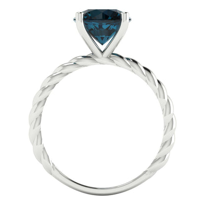 2 cttw Natural London Blue Topaz Solitaire  Engagement Ring - Solid Gold (Round Cut,8.0mm)