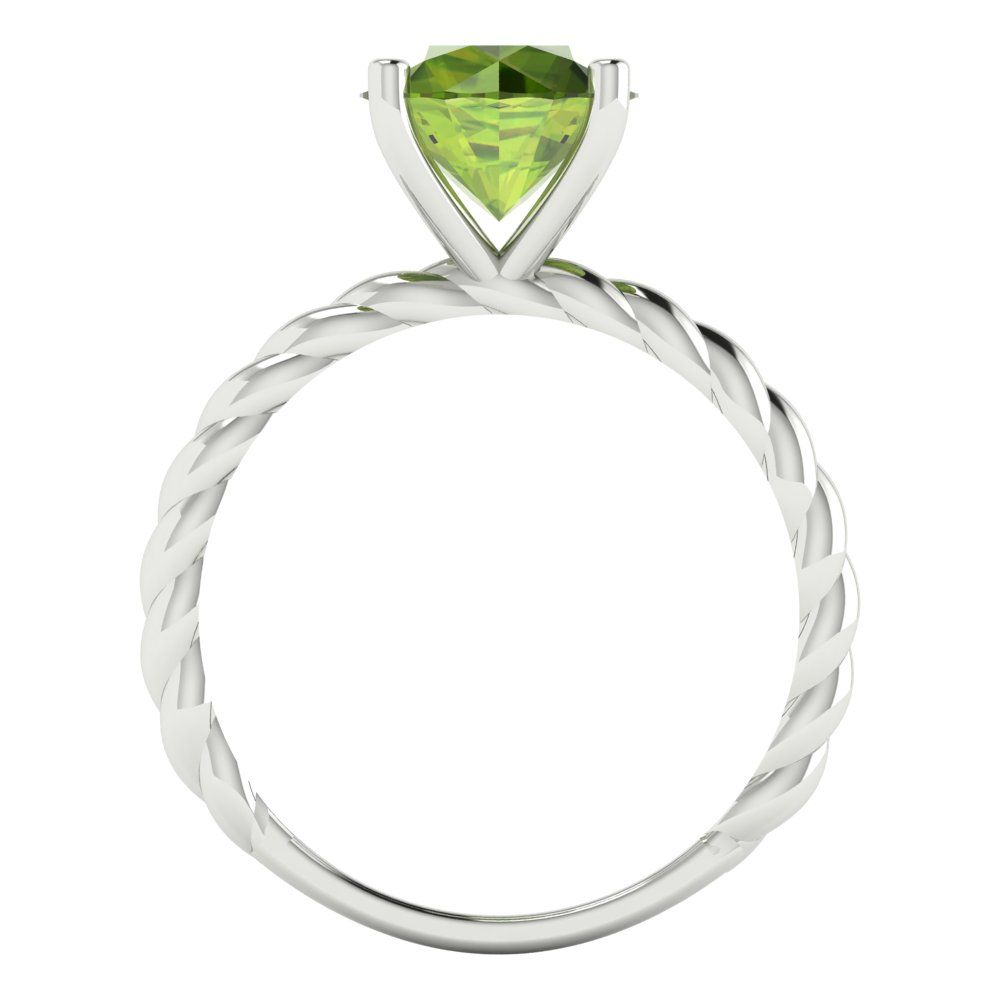 2 cttw Natural Peridot Solitaire  Engagement Ring - Solid Gold (Round Cut,8.0mm)