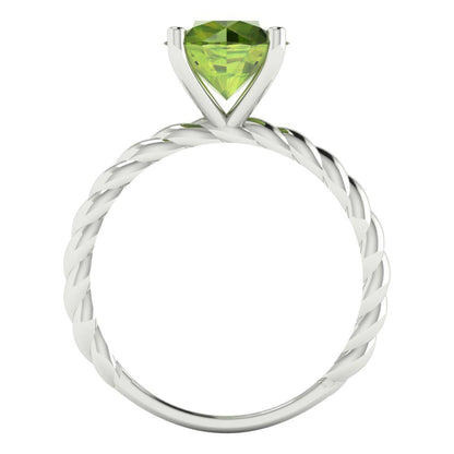 2 cttw Natural Peridot Solitaire  Engagement Ring - Solid Gold (Round Cut,8.0mm)