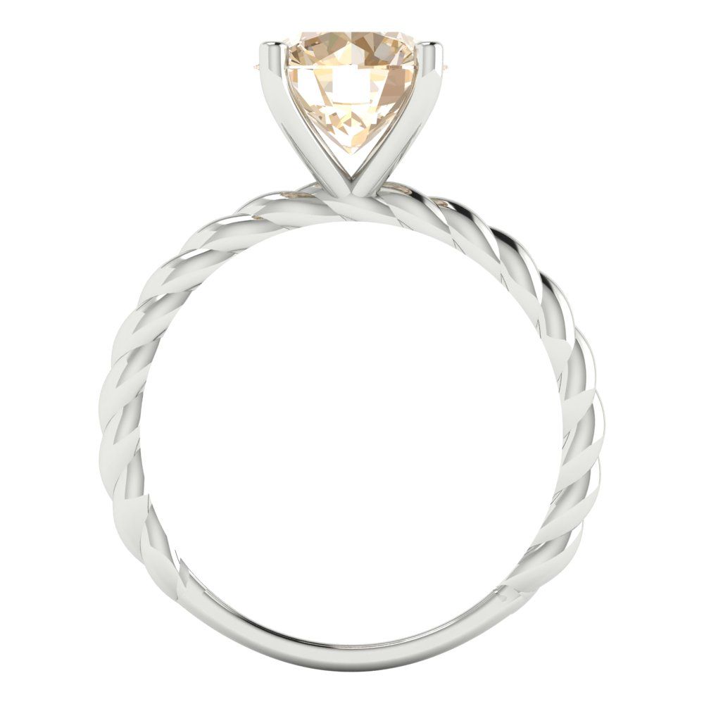 2 cttw Natural Morganite Solitaire  Engagement Ring - Solid Gold (Round Cut,8.0mm)