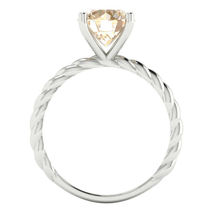 2 cttw Natural Morganite Solitaire  Engagement Ring - Solid Gold (Round Cut,8.0mm)