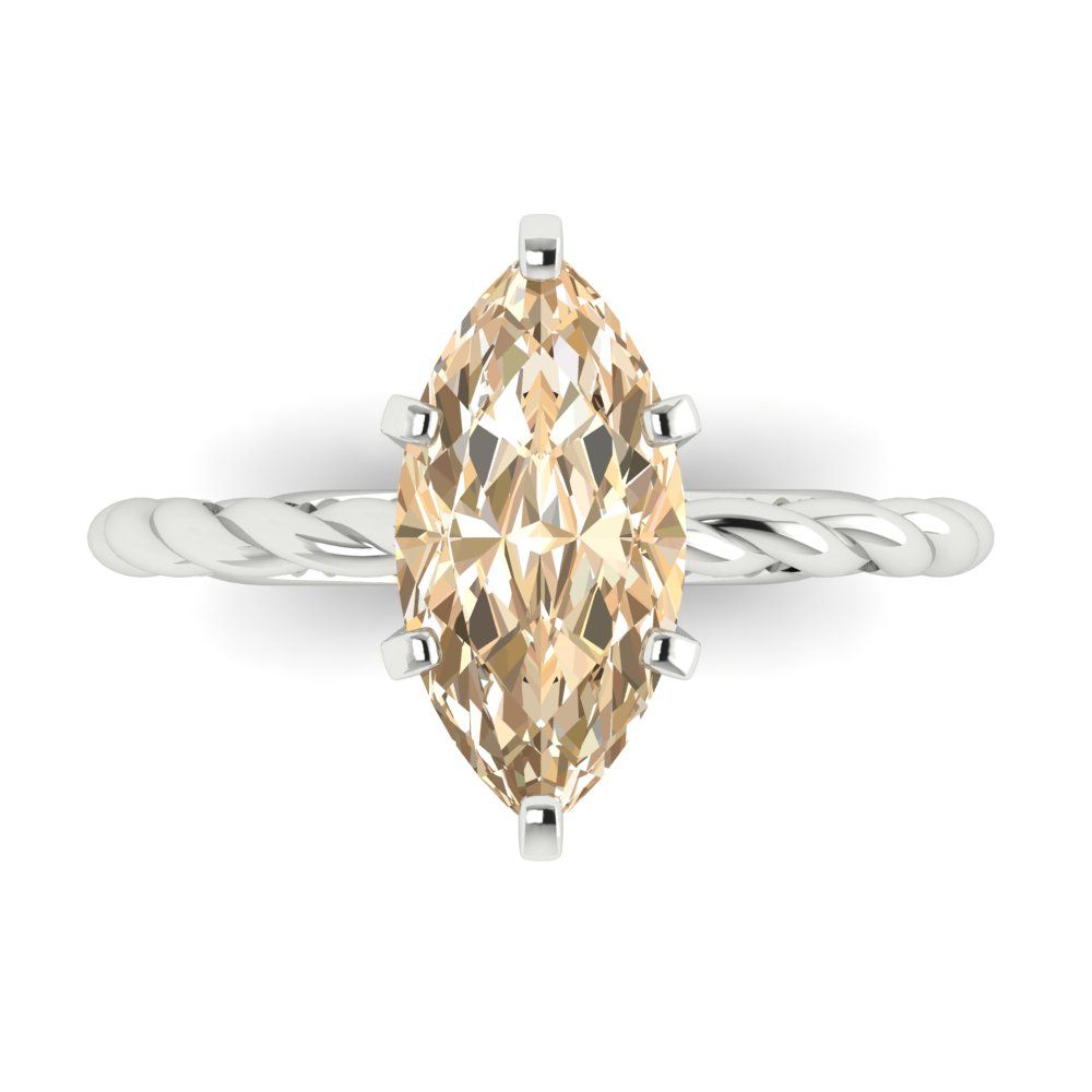 2 cttw Natural Morganite Solitaire  Engagement Ring - Solid Gold (Marquise Cut,12x6mm )