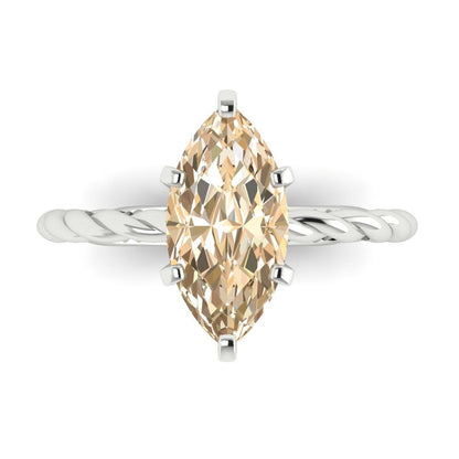 2 cttw Natural Morganite Solitaire  Engagement Ring - Solid Gold (Marquise Cut,12x6mm )