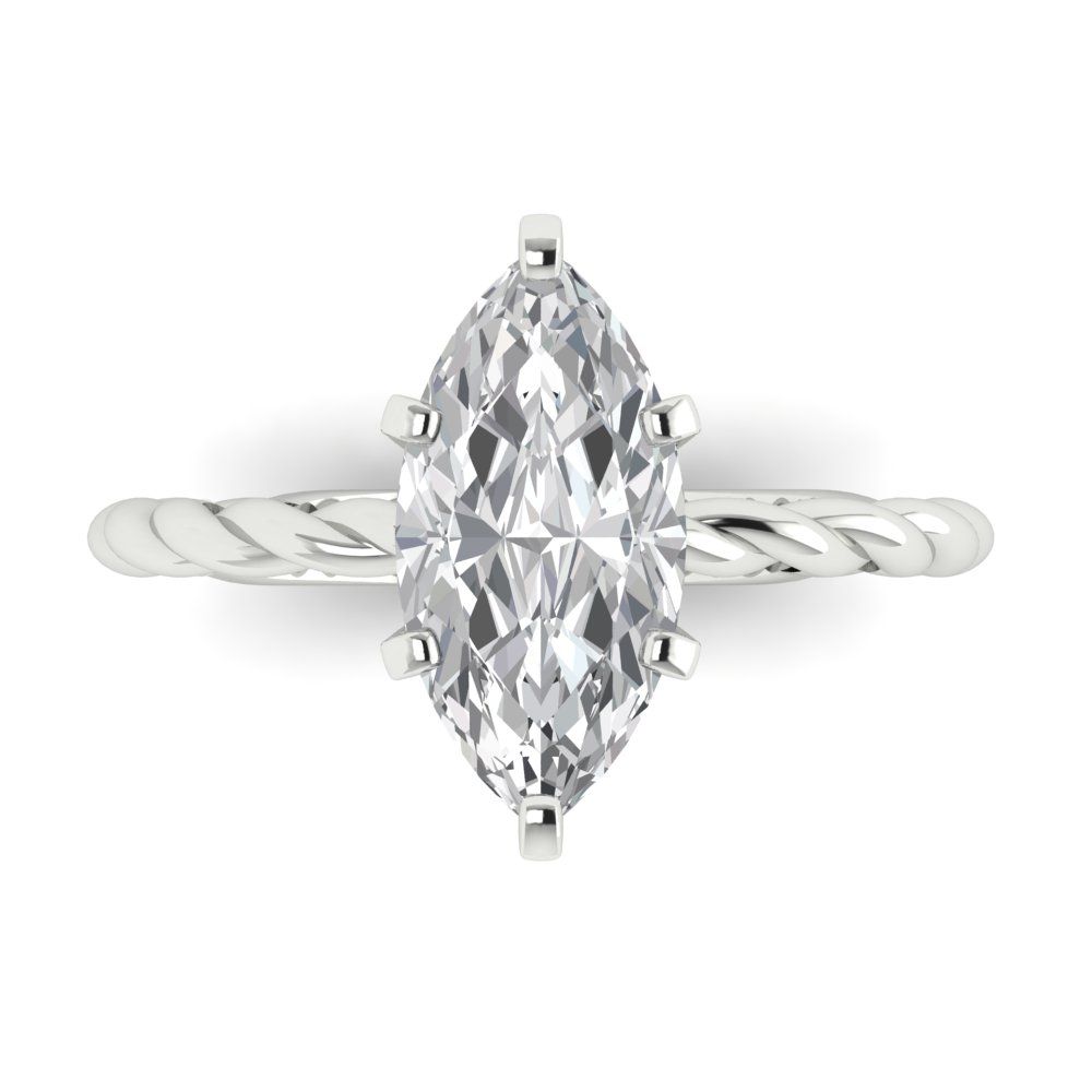 2 ct Brilliant Marquise Cut Natural Diamond Stone Clarity VS1-2 Color G-H White Gold Solitaire Ring