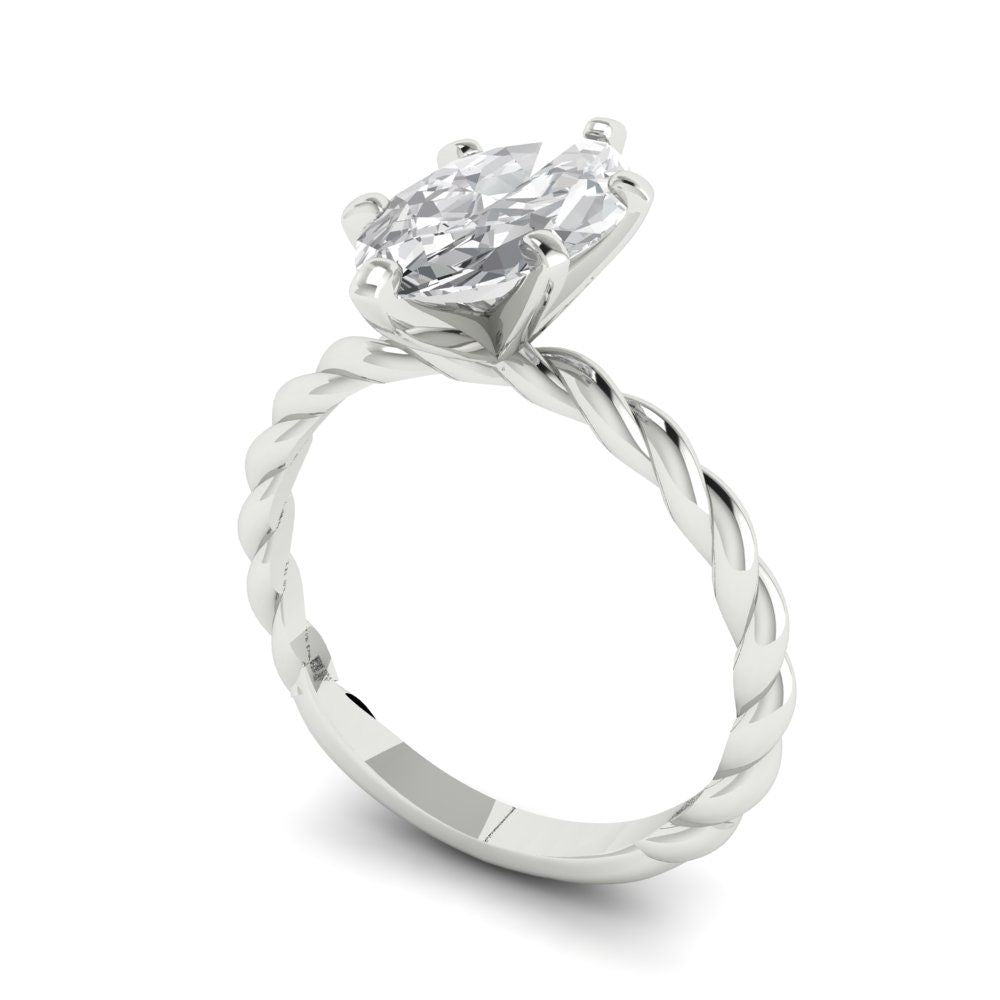 2 cttw Zirconia Simulated Diamond Solitaire  Engagement Ring - Solid Gold (VVS1, Marquise Cut,12x6mm )