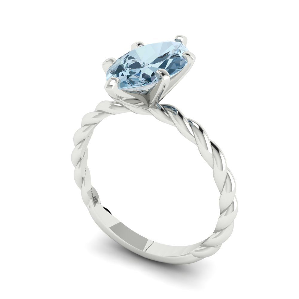 2 cttw Natural Swiss Blue Topaz Solitaire  Engagement Ring - Solid Gold (Marquise Cut,12x6mm )